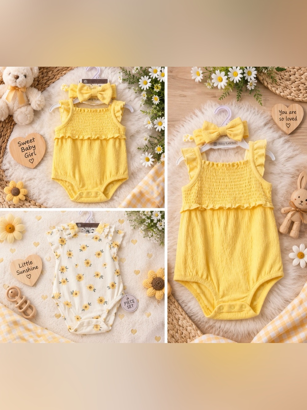 Daisy Fuentes Yellow Smocked Tank Top with Matching Headband